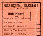 PENNSYLVANIA 1912 BALLOT SHOWING THREE ROOSEVELT & JOHNSON PARTY TICKETS.