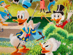 CARL BARKS “SURPRISE PARTY AT MEMORY POND” PRELIMINARY PAINTING ORIGINAL ART.