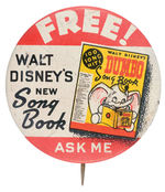 STORE CLERK'S DUMBO SONG BOOK 1941 PROMOTIONAL BUTTON.