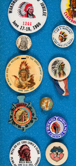 NATIVE AMERICAN BUTTONS/SMALLS 49 PC. GRAPHIC COLLECTION IN DISPLAY BOX.