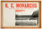 “K.C. MONARCHS BASEBALL CLUB OF KANSAS CITY, MO.” POSTER FRAMED.