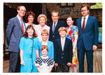 NIXON 1987 SIGNED LETTER AND FAMILY PHOTO POSTCARD.