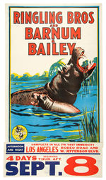 "RINGLING BROS. AND BARNUM & BAILEY" CIRCUS POSTER WITH HIPPOS.