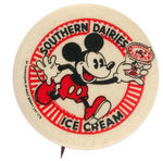 MICKEY MOUSE “SOUTHERN DAIRIES ICE CREAM” GRAPHIC AND SCARCE ADVERTISING BUTTON.