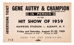 EVENT TICKETS 1938-1959 NAMING KEN MAYNARD, HOOT GIBSON, GENE AUTRY.