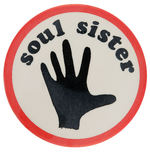 "SOUL BROTHER" AND "SOUL SISTER" 1960s PAIR OF MATCHED LARGE BUTTONS.