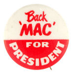RARE GENERAL MacARTHUR HOPEFUL PRESIDENTIAL BUTTON FROM CPB.