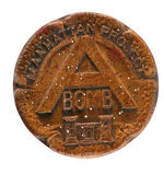 “MANHATTAN PROJECT A BOMB” PROJECT PARTICIPANT’S BRASS AWARD BADGE.
