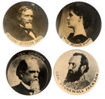 CONFEDERATE HEROES FOUR REAL PHOTO BUTTONS.
