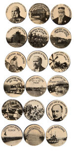 WORLD WAR I PHOTOGRAPHIC BUTTONS FROM NUMBERED SET OF 98.