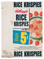 KELLOGG'S RICE KRISPIES RING OFFER CEREAL BOX.