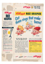 KELLOGG'S RICE KRISPIES RING OFFER CEREAL BOX.