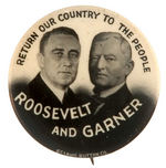 “ROOSEVELT AND GARNER” RARE 1932 REAL PHOTO JUGATE.