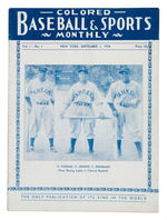 "COLORED BASEBALL & SPORTS MONTHLY" 1934 FIRST ISSUE MAGAZINE.