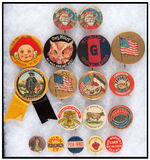 BALTIMORE BADGE BUTTON GROUP INCLUDING TWO SCARCE SANTAS, ALE, C.D. KENNEY AND OTHERS.