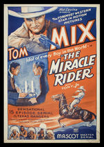 TOM MIX “THE MIRACLE RIDER” EXCEPTIONAL LINEN-MOUNTED ONE-SHEET MOVIE POSTER.