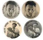CLYDE BEATTY GROUP OF FOUR CIRCUS BUTTONS INCLUDING ONE FIRST SEEN.
