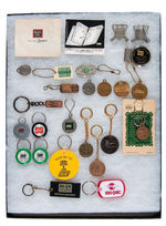 RAILROAD KEY CHAIN COLLECTION PLUS ZEPHYRS PAIR OF METAL BILL CLIPS.