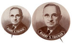 “HARRY S. TRUMAN” MATCHED PAIR OF BROWNTONE PORTRAIT BUTTONS.
