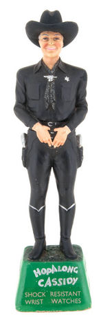 "HOPALONG CASSIDY" TIMEX SHOCK-RESISTANT WRISTWATCH FIGURAL DISPLAY.