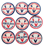 SUN SHIP & DRY DOCK COMPANY GROUP OF SINGLE DAY SHIP LAUNCH BUTTONS.