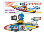 "SPACE TANK" UNIVERSE & "TELEVIBOAT" BOXED BATTERY TOY PAIR.