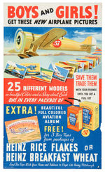 HEINZ PROMOTIONAL STORE SIGN FOR FAMOUS AIRPLANE PICTURES PREMIUM CARDS AND ALBUM.