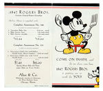 RARE RETAILERS' PROMOTIONAL FOLDER FOR MICKEY JOINTED FIGURE/UTENSIL SET.