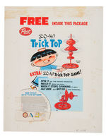 “POST SO-HI TRICK TOP" CEREAL BOX BACK PROTOTYPE ART AND FILE COPY CEREAL BOX FLAT.