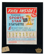 “POST FAMOUS SPORTS STAR STATUETTE” CEREAL BOX AND STATUES PROTOTYPE ART PAIR.