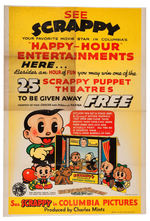 “25 SCRAPPY PUPPET THEATRES” AND “SCRAPPY” CARTOONS COMBINATION MOVIE AND PREMIUM POSTER.
