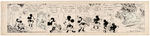 "MICKEY MOUSE - BOBO THE ELEPHANT" ORIGINAL AUGUST 14, 1934 DAILY STRIP ART BY FLOYD GOTTFREDSON.