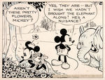 "MICKEY MOUSE - BOBO THE ELEPHANT" ORIGINAL AUGUST 14, 1934 DAILY STRIP ART BY FLOYD GOTTFREDSON.