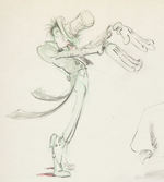 MICKEY WITH MAGICIAN FERDINAND HORVATH CONCEPT DRAWING TRIO FOR UNPRODUCED CARTOON..