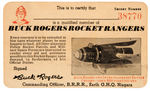 "BUCK ROGERS ROCKET RANGERS" MEMBERSHIP CARD FIRST VERSION.