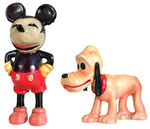 MICKEY MOUSE AND PLUTO LARGE SIZE PLASTER FILLED CELLULOID FIGURES.