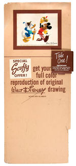 “SCUFFY WALT DISNEY DRAWING” PROMOTIONAL STORE DISPLAY SIGN.