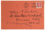 WALT DISNEY SIGNED 1931 DISNEY STUDIO CHRISTMAS CARD WITH HAND-ADDRESSED ENVELOPE TO HIS TEACHER.