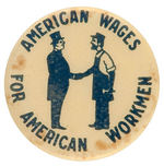 McKINLEY 1896 CAMPAIGN BUTTON COURTING THE WORKING MAN.