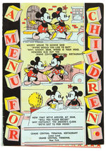 CHILDRENS MENU FEATURING MICKEY AND MINNIE MOUSE/MICKEY MOUSE MAGAZINE.