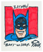 "BATMAN BATS WISHES - BOB KANE" COLOR ORIGINAL ART.