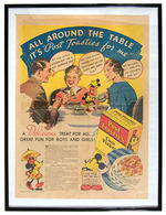 “POST TOASTIES CORN FLAKES” COMPLETE CEREAL BOX/NEWSPAPER AD FEATURING MICKEY MOUSE.