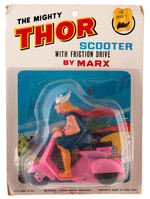"THE MIGHTY THOR SCOOTER" MARX FRICTION TOY ON RARE CARD.