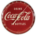 “DRINK COCA-COLA IN BOTTLES” ALUMINUM THERMOMETER.