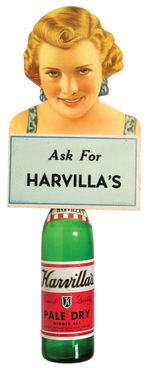 “HARVILLA’S PALE DRY GINGER ALE” DIE-CUT TOPPER WITH BOTTLE.