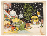 VERY RARE AND HISTORIC FIRST WALT DISNEY STUDIO CHRISTMAS CARD FROM 1930.