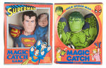 SUPERMAN/INCREDIBLE HULK "MAGIC CATCH GAME" BOXED PUPPETS.