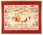 “ A SOUVENIR OF THE GREAT WAR/OUR WORD OUR BOND” WWI LARGE FRAMED FABRIC WITH DIGNITARIES.
