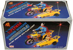 SUPERMAN & WONDER WOMAN BOXED BATTERY-OPERATED MOTORCYCLE.