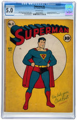 "SUPERMAN #6" SEPT-OCT 1940 CGC 5.0 VG/FINE.